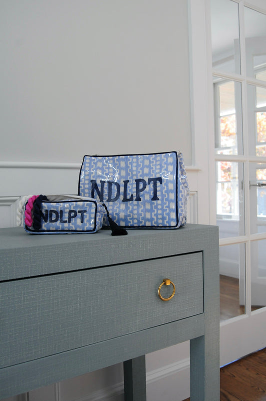 BETH LADD MEDIUM BLOCK PRINT PROJECT BAG (BLUE IKAT)