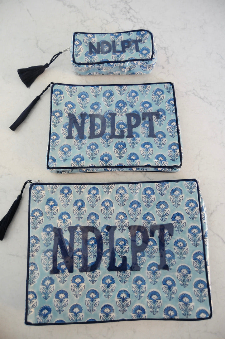 BETH LADD MINI BLOCK PRINT PROJECT BAG (AQUAMARINE)