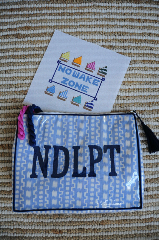 BETH LADD LARGE BLOCK PRINT PROJECT BAG (BLUE IKAT)