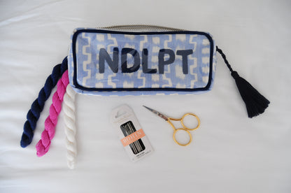 BETH LADD MINI BLOCK PRINT PROJECT BAG (BLUE IKAT)