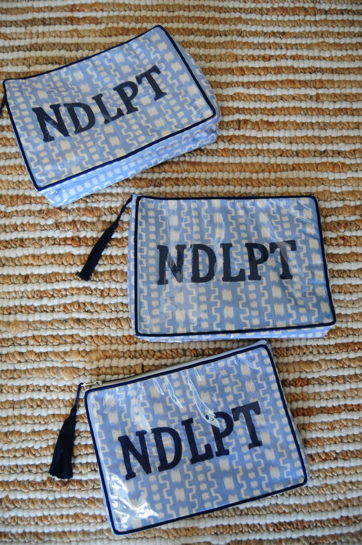 BETH LADD MEDIUM BLOCK PRINT PROJECT BAG (BLUE IKAT)