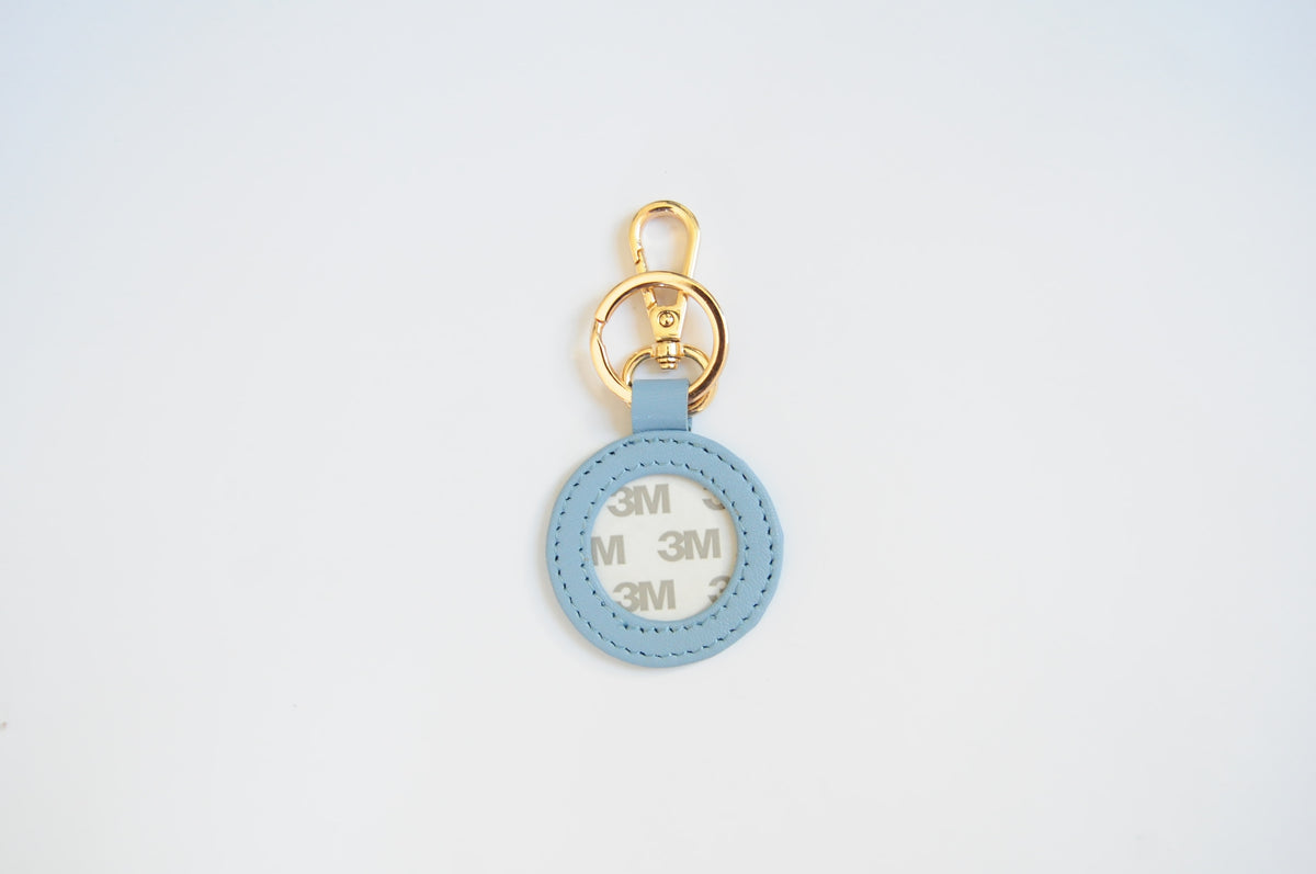 LIGHT BLUE SELF-FINISHING LEATHER KEY FOB