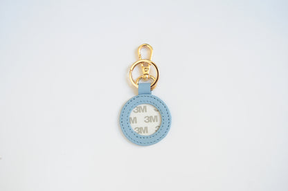 LIGHT BLUE SELF-FINISHING LEATHER KEY FOB