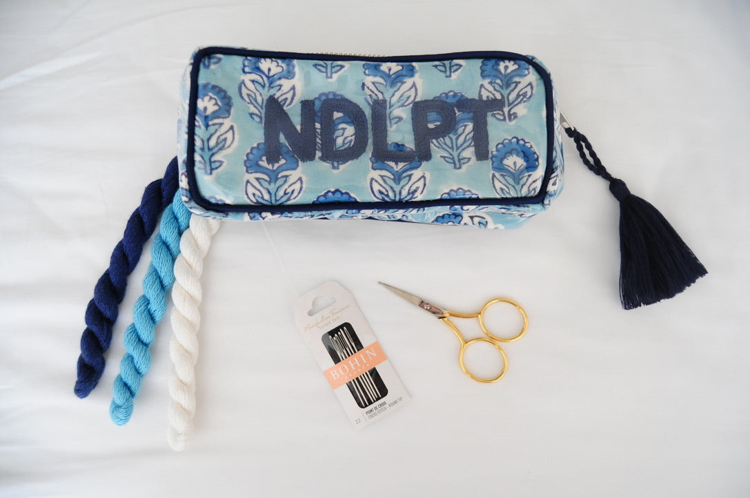 BETH LADD MINI BLOCK PRINT PROJECT BAG (AQUAMARINE)