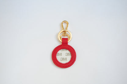 RED SELF-FINISHING LEATHER KEY FOB