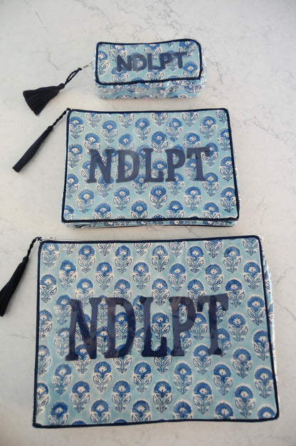 BETH LADD MEDIUM BLOCK PRINT PROJECT BAG (AQUAMARINE)
