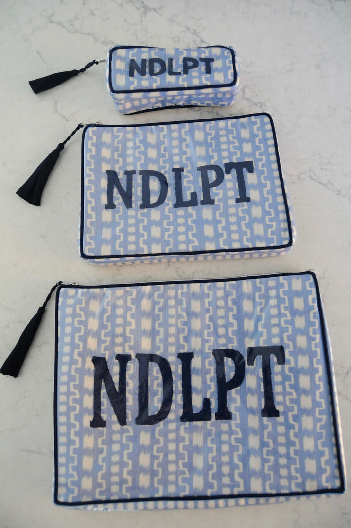 BETH LADD LARGE BLOCK PRINT PROJECT BAG (BLUE IKAT)