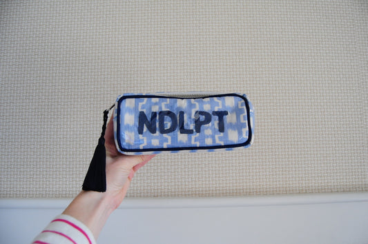 BETH LADD MINI BLOCK PRINT PROJECT BAG (BLUE IKAT)