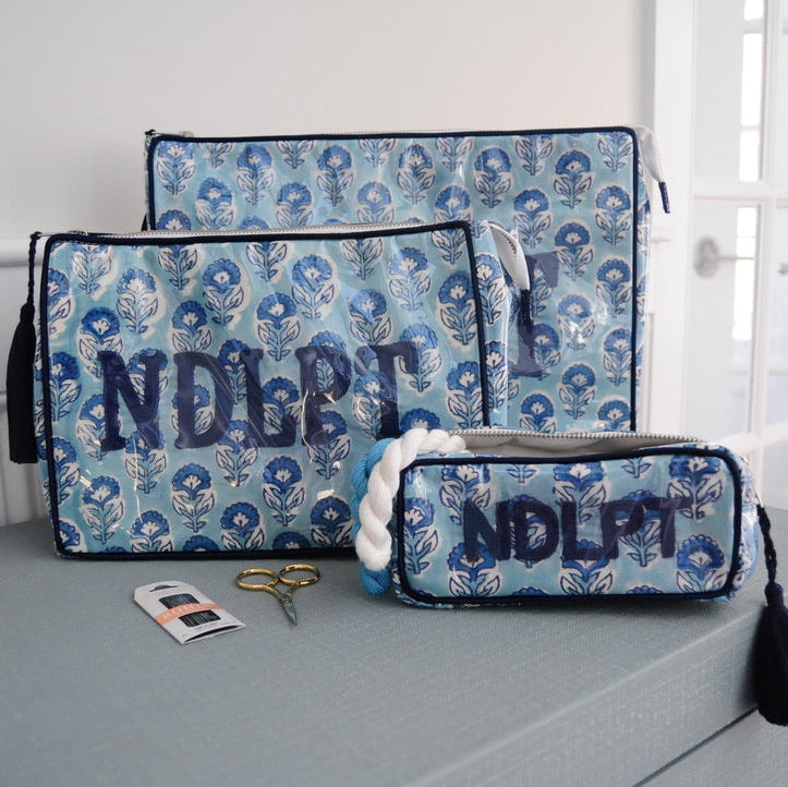 BETH LADD MINI BLOCK PRINT PROJECT BAG (AQUAMARINE)