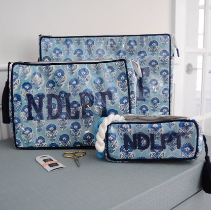 BETH LADD MINI BLOCK PRINT PROJECT BAG (AQUAMARINE)