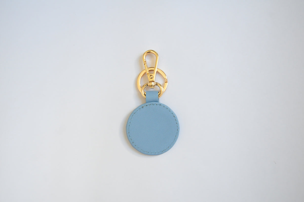 LIGHT BLUE SELF-FINISHING LEATHER KEY FOB