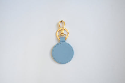 LIGHT BLUE SELF-FINISHING LEATHER KEY FOB