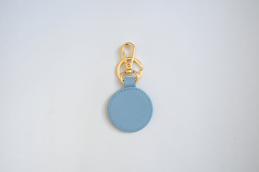 LIGHT BLUE SELF-FINISHING LEATHER KEY FOB