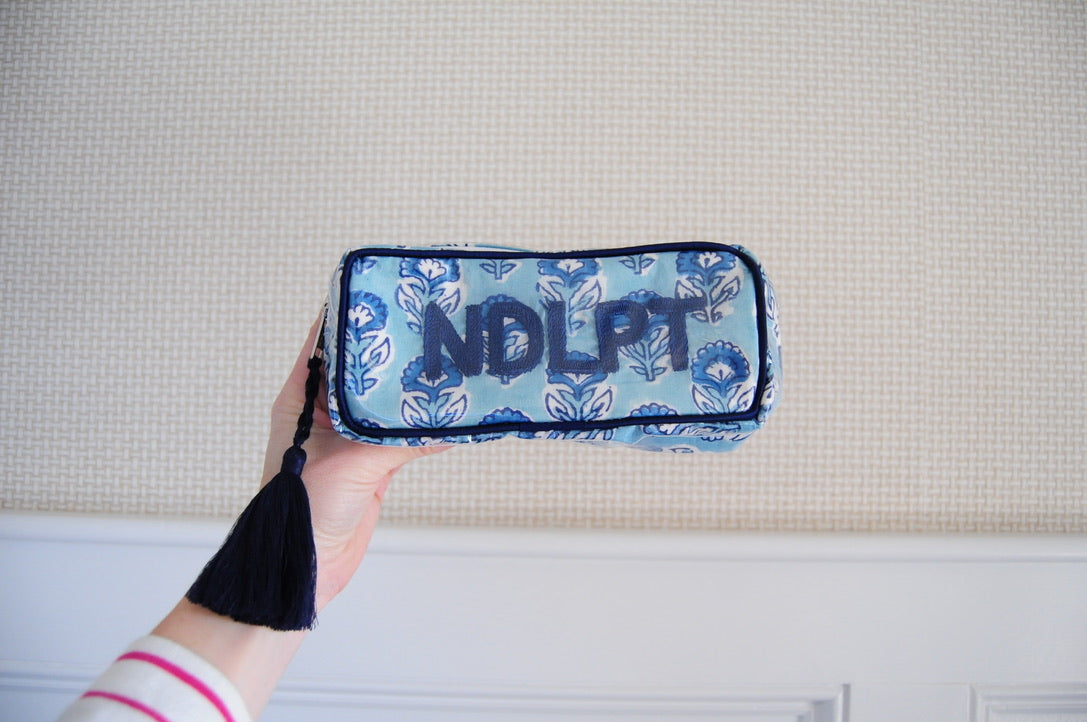 BETH LADD MINI BLOCK PRINT PROJECT BAG (AQUAMARINE)